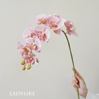 Anggrek Phalaenopsis Buatan Grosir Warna Putih Biru Pink, Bunga Anggrek Palsu untuk Dekorasi Pernikahan dan Rangkaian Bunga Rumah