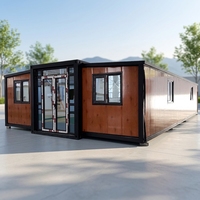 Casa Contenedor Expandible Moderna de 20 y 40 pies con Frente de Madera, Villa Móvil Modular Plegable de Doble Ala para Uso en Resorts