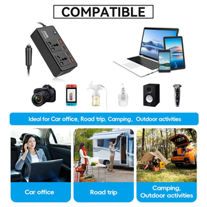Dc12v/24V AC 220V Xe biến tần 200W PD Type-C <span class=keywords><strong>USB</strong></span> sạc nhanh <span class=keywords><strong>Adapter</strong></span> phổ xe điện chuyển đổi <span class=keywords><strong>2</strong></span> Ổ cắm du lịch <span class=keywords><strong>Adapter</strong></span> - Product Image 4