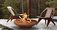 Table de foyer extérieur moderne en acier inoxydable à gaz naturel sans fumée pour barbecue et fêtes