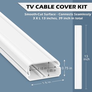 Couvercle de cordon de 157 pouces + 15 connecteurs <span class=keywords><strong>pour</strong></span> 4 câbles <span class=keywords><strong>TV</strong></span> Raceway <span class=keywords><strong>Cable</strong></span> Concealer Cord Management Kit Wire Cord Hider - Product Image 2