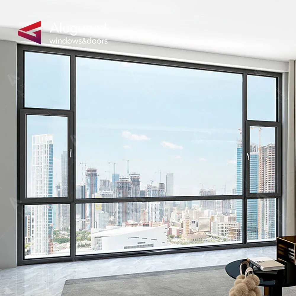 new design modern soundproof window with triple pane window frame aluminum