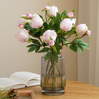Pivoine artificielle faite à la main à deux têtes, décoration de mariage et d'intérieur, arrangement floral en soie pour ameublement doux