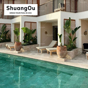 Piastrelle Shuangou all'ingrosso 97x97mm antiscivolo in marmo opaco Look verde piastrelle piscina paesaggio paesaggio Sukabumi piastrelle per piscina mosaico - Product Image 4
