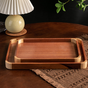 Creative square sapele tray, solid wood plate, tableware <b>ornament</b>, office desk storage tray, shelf - Product Image 5