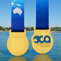 Médaille personnalisée professionnelle pour canoë-kayak, en alliage de zinc plaqué or, émail 3D, pour la course sportive Oceania, récompense de finisseur, souvenir d'honneur