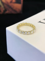 Bague éternelle complète en or massif 9K avec diamant de laboratoire rond serti clos, pour femme, idéale pour mariage, anniversaire ou promesse