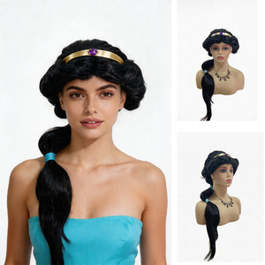 <span class=keywords><strong>Perruque</strong></span> de cosplay <span class=keywords><strong>Princesse</strong></span> <span class=keywords><strong>Jasmine</strong></span> Arabe, <span class=keywords><strong>perruque</strong></span> synthétique noire longue tressée avec bandeau pour Halloween, carnaval, fête, déguisement, jeu de rôle - Product Image 1