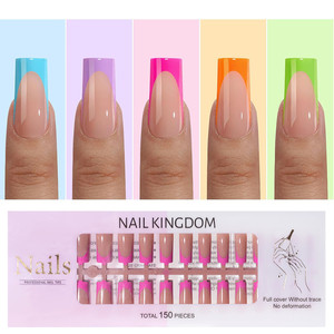 Nuevas Uñas Postizas Francesas Desmontables de Cinco Colores, Estilo Stiletto, Cuadradas, Tipo Ataúd, Cobertura Total, en Bolsa/Caja OPP - Product Image 4