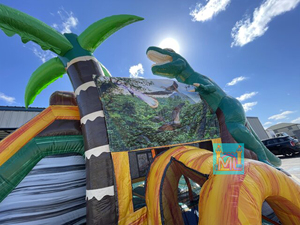 Château gonflable commercial Jurassic Tropical <span class=keywords><strong>Dino</strong></span> Moonwalk Jumper Bouncy Castle Inflatable Bounce House - Product Image 4
