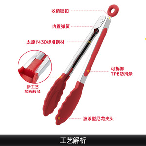 Plump Stainless Steel Tongs 7 Inch Heat Resistant For Grilling BBQ Flipping Kitchen Tools - Product Image 3
