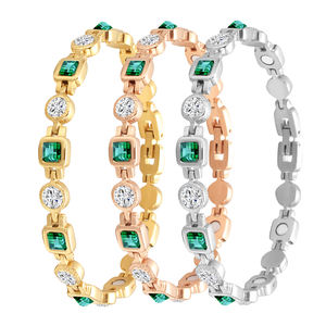 سوار مغناطيسي فاخر من العلامة التجارية JK بتصميم هندسي من الأحجار الطبيعية والراين للنساء، مصنوع من الفولاذ المقاوم للصدأ بألوان ذهبية/فضية/وردية، هدية مثالية - Product Image 6