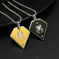 Hip Hop personnalisé géométrique araignée motif Dogtag noir Scorpion pendentif collier mode acier inoxydable hommes bijoux