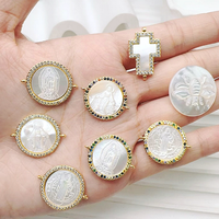 CH-LAP2181 Breloques tendance San Benito, coquillages, Vierge Marie, breloques religieuses, composant pendentif médaille Saint Benoît en cuivre plaqué or