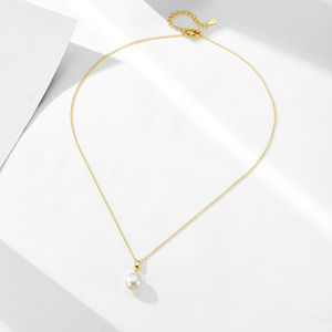 Peishang Wholesale Jewelry 925 Sterling Silver 14K Gold Plated Baroque Freshwater Cultured <strong>Pearl</strong> <strong>Pendant</strong> <strong>Necklace</strong> - Product Image 6