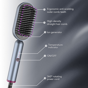 Professionelle Ionische Haarglättungsbürste mit PTC-Schnellheizung & 3 Einstellbaren Temperaturen für Salon - Benutzerdefinierte - Product Image 4