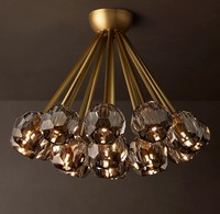 Lustre suspendu en cristal de luxe de style américain moderne pour hall d'hôtel, salon, décoration en laiton, forme de fleur vintage