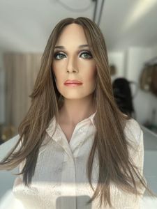 วิกผมเรีมี่สีน้ำตาลอ่อนแบบยุโรปดึงได้สองครั้งความยาวระดับไหล่วิก<span class=keywords><strong>ผม</strong></span>ลูกไม้แบบฝรั่งเศสหน้าม้าแบบ HD - Product Image 3