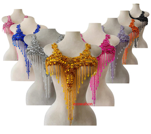 Ecoparto in cristallo di perle fantasia con perline Applique con nappine abbigliamento moda accessorio abito fai da te artigianato maglione cappotto ornamenti - Product Image 1