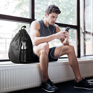 Custom <strong>Children</strong> Sports Gym Bag Large Size Zipper Water Bottle Mesh Pockets Drawstring Silk Polyester Lining Waterproof <strong>Backpacks</strong> - Product Image 5