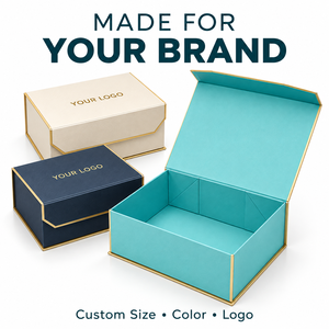Caja de regalo magnética plegable con borde dorado impreso personalizado, forma de tapa personalizada, caja de lujo plana para cosméticos, joyería y ropa. - Product Image 3