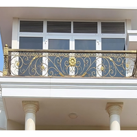 TTD Balustrades de fenêtre de balcon de villa de style Juliette en fer forgé, acier inoxydable, aluminium et fonte, design moderne, noir