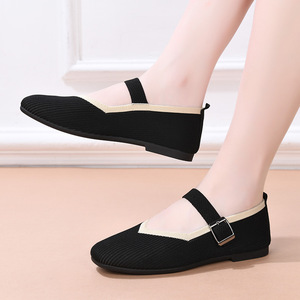Zapatos Planos de Punto para Mujer, Estilo Mary Jane, Punta Redonda, Zapatos de <span class=keywords><strong>Ballet</strong></span>, Correa Ajustable con Hebilla, Tallas Grandes Incluidas - Product Image 5
