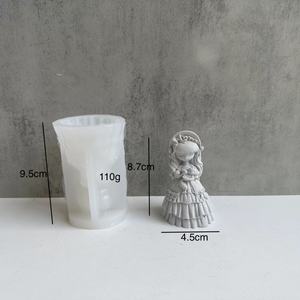 HY 3D dessin animé petites filles poupée Silicone bougie moule mignon princesse avec <span class=keywords><strong>robe</strong></span> parfumée bougie moules pour cire aromathérapie fabrication - Product Image 6