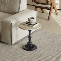 Table basse en marbre HZX sur mesure, table d'appoint en travertin naturel noir beige pour la maison