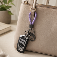Porte-clés en corde de haute qualité, tressé, moderne et minimaliste, avec boucle en alliage de zinc, pendentif pour clés de voiture, en stock