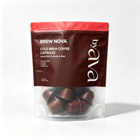 Sachet alimentaire en plastique personnalisé imprimé, durable, avec fermeture éclair et fenêtre mate, pour emballage de capsules de café