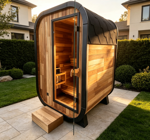 Sauna à vapeur écologique en cèdre rouge, alimenté à l'énergie solaire, léger, pour petit espace, 1-2 personnes, intérieur, garantie 3 ans, 220-240V, soulagement de la douleur - Product Image 1