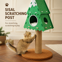 Maison pour chat 3-en-1 en forme de sapin de Noël, en feutre, avec griffoir en sisal et base en bois, 83 cm, pour chats d'intérieur