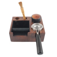 Boîte à expresso 6 en 1 et station de bourrage en noyer, boîte de rangement pour café en noyer