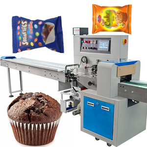 Machine d'emballage horizontale à flux alimentaire à grande vitesse entièrement automatique, <span class=keywords><strong>mini</strong></span> machine d'emballage pour muffins, chocolat, pain - Product Image 1