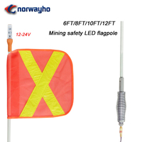Drapeau de sécurité minière utilisé sur les sites miniers, fabriqué par le fabricant, avec base à ressort robuste, fouet LED pour buggy