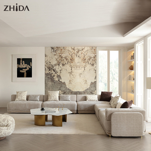 Sofá Modular Moderno en Forma de L con Base Dorada, Cojines Suaves, Mueble de Sala de Estar con Gran Espacio - Product Image 1