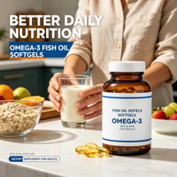 Gélules d'huile de poisson oméga-3 avec vitamine D3, formule complexe EPA DHA, naturel, faible en gras, complément alimentaire quotidien pour adultes