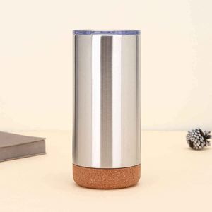 Stainless Steel Tumbler Light Blue Cork Base <b>Double</b> <b>Wall</b> Vacuum Insulated Travel <b>Mug</b> - Product Image 5