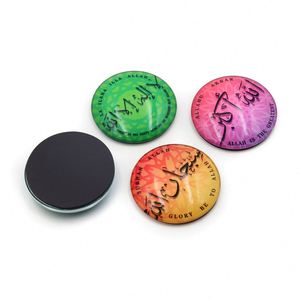 Custom Round Clear Glass and Magnetic Stickers Decorative Islamic <b>Fridge</b> Religious Gifts Packaging Refrigerator Magnet - Product Image 2