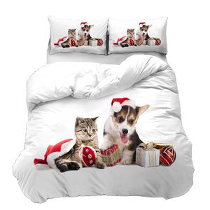 Parure de lit impression numérique 3D, ensemble de literie avec animaux, cheval, chat, chien, housse de <span class=keywords><strong>couette</strong></span> et taies d'oreillers - Product Image 3