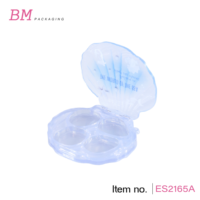 Palette de fards à paupières vide en forme de coquille, transparente bleue, 4 compartiments, étui de maquillage en plastique ES2165A