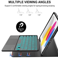 iPad 11. Nesil 2025 A16 ve 10. Nesil 2022 10.9 İnç Tablet için Kablosuz Klavye Kılıfı, Arkadan Aydınlatmalı Dokunmatik Yüzeyli Klavye Kapağı