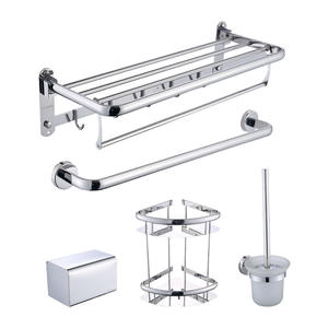 ชุดอุปกรณ์ห้องน้ำสแตนเลส 304 รุ่น Morning Dew 5 ชิ้น ประกอบด้วยราวแขวนผ้าเช็ดตัว ที่ปัดโถสุขภัณฑ์ กล่องใส่กระดาษทิชชู่ และชั้นวางของ - Product Image 1