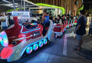 <span class=keywords><strong>Train</strong></span> électrique sans rails à piles en alliage pour parcs d'attractions et centres commerciaux, usage extérieur pour enfants - Product Image 5