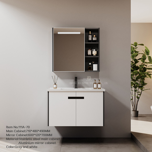 <span class=keywords><strong>Mueble</strong></span> <span class=keywords><strong>de</strong></span> <span class=keywords><strong>Baño</strong></span> Moderno con Espejo <span class=keywords><strong>de</strong></span> Pared, Gabinete <span class=keywords><strong>de</strong></span> Acero Inoxidable <span class=keywords><strong>de</strong></span> 80 cm <span class=keywords><strong>para</strong></span> <span class=keywords><strong>Baño</strong></span> - Product Image 5