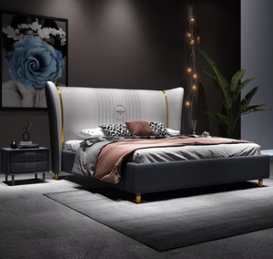Letto Moderno Nordico Semplice per Camera da Letto Matrimoniale, Letto per <span class=keywords><strong>Due</strong></span> Persone 1,8 m, Letto in Tessuto Lavabile - Product Image 1