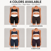 Ensemble de yoga d'été 2026 pour femme : Soutien-gorge de sport GM personnalisé avec logo, doux, extensible, à bordure contrastante, et short de sport taille haute gainant le ventre pour la gym et le cyclisme