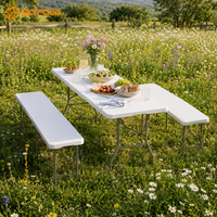 Ensemble table et banc pliables, robustes, peu encombrants, faciles à nettoyer, pour patio, jardin, extérieur