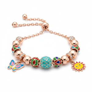Enamel Design Sun and Flower <b>Charm</b> <b>Bracelet</b> Trendy Shaker Wholesale 925 Sterling <b>Silver</b> Handmade Jewelry Fine Jewellery - Product Image 2